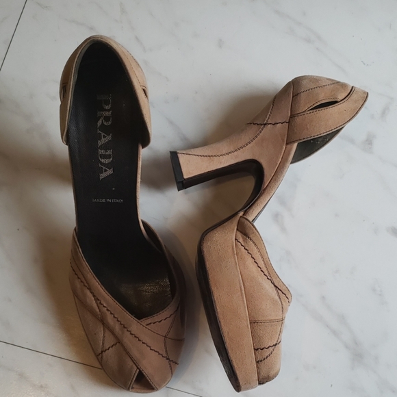 Prada suede peep Toe platform shoes - Picture 3 of 4
